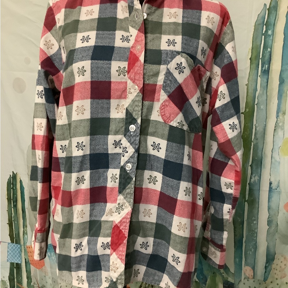 Haband Women’s Plaid Button-Down Flannel Shirt – Size Medium vintage